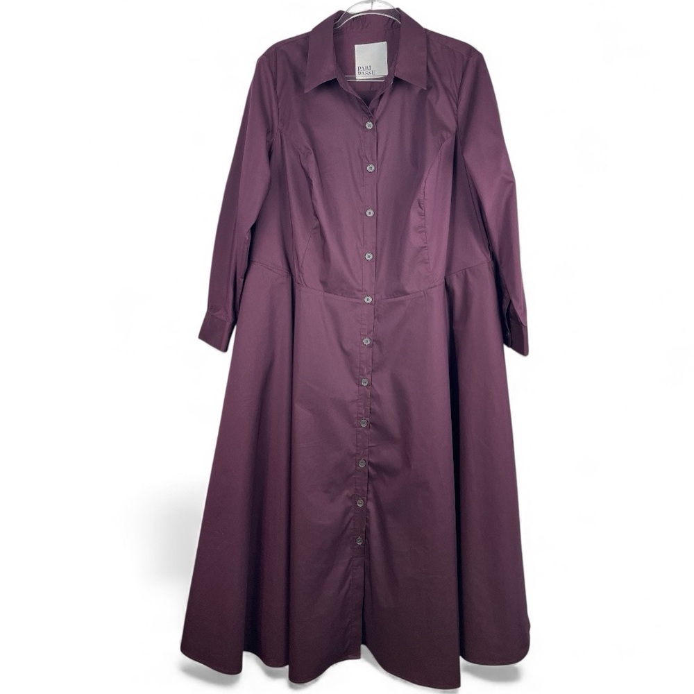 PARI PASSU Burgundy/Bordeaux Poplin Cotton Shirt Dress | 22 - NWOT! - Picture 3 of 8